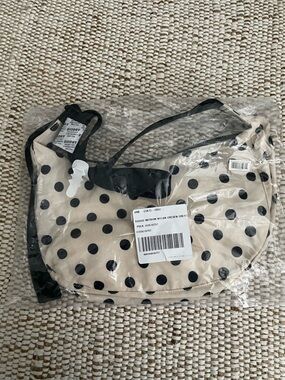 BAGGU Medium Nylon Crescent Bag Cream + Black Polka Dot